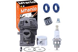 Mtanlo Pistone del Cilindro per Stihl MS270 MS280 MS280C Motosega,Sostituzione 1141020 1200,46mm Pistone del Cilindrocon Tappo di Compressione del Cilindro di Sigillo Dell'olio di Candela