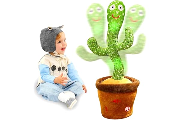 seOSTO Cactus Qui Danse et Répète Jouet Cactus Parlant avec 10 Chansons pour Enfants & Volume Réglable Répétition Vocale, Enregistrement, LED, Cadeau Éducatif Bébé