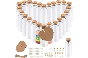 Zilams 30Pcs 40ml Mini Botella de Vidrio con Corcho Frascos de Vidrio Pequeños Botellas de Cristal con Etiquetas Gancho para Invitados Bodas Fiesta Decoración