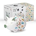 Tilly Pig Ceramic Piggy Bank Kids Boys Girls Fun Dinosaurs Design Money Box
