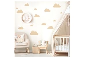 DEKO KINDERZIMMER Wandsticker Wolken Set beige Babyzimmer Wandtattoo Schlafzimmer Wandaufkleber Pastell Wanddeko DK1055-04