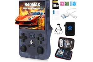 TEMOO R40MAX Console Portatile, Schermo IPS Da 3,5 Pollici Sistema Linux Open Source Retro Console Portatile, 128G TF Card 2W+ Giochi 30+ Emulatori Batteria 4000mAh Emulatore Console