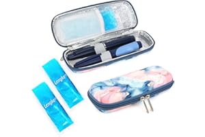 YOUSHARES Insulin Pen Case with 2PCS Ice Packs - Medicine Cooler for Travel Insulin Cooler Travel Case Diabetic Supplies Medicine Cool Bag (Quicksand Pink)