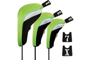Andux Golf Mazze Coprimazze con targhette intercambiabili, 460cc Driver, 3 pezzi, Verde