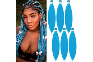 ‎SHOWJARLLY ShowJarlly Easy Braid Pre-Stretched Braiding Haar 30 Zoll 6Packs/Lot Yaki Texture Flechten Haarverlängerungen Vorgedehntes Flechthaar Professionelle Weiche Synthetische Faser Braids Haar Sky Blue#