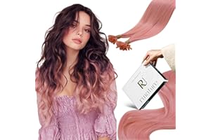 RUNATURE Extension Capelli Veri Cheratina 25 Ciocche 35cm 20g Rosa Extension Capelli Invisibile #Pink