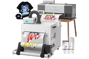 PLK A3 DTF Printer with XP600 Printhead,Double-Speed,Auto-Clean&Dual White Ink System,Low Ink Alert,13'' DTF Machine for Custom Garment Printing (A3 Printer+Powder shaker+Purifier)