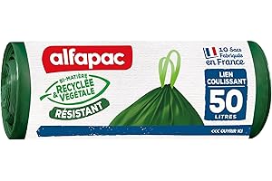 Alfapac - Bolsas de basura con asas de origen vegetal con asas correderas