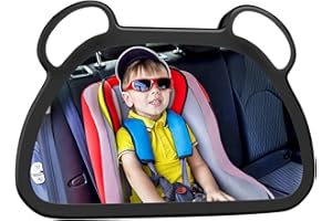 Unipampa Baby Autospiegel, 100% Bruchsicherer Rücksitzspiegel für Baby, Anpassbarer Autospiegel für Baby Rücksitz, Auto-Rückspiegel für Babyschale, Autositz-Spiegel, 360° schwenkbar