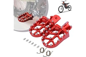 RUNFARR Dirt Bike Fußrasten, Motorrad CNC Aluminiumlegierung Breite Fußrasten Mit Federn für Sur Ron Light Bee Elektrofahrrad CRF150F CRF230F 2003-2019 Rot