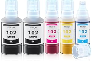 Osinkjet Tinte 102 Multipack Kompatibel für Epson Ecotank ET-2850 ET-4750 ET-4850 ET-2750 ET-3750 ET-3850 ET-4856 ET-15000 ET-2700 ET-3700, Druckerpatronen 102 (2Schwarz, C, M, Gelb)
