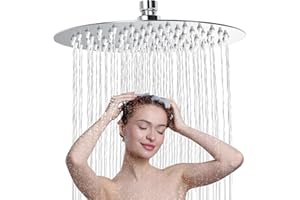 GOWKEEY Regendusche Runden 12 Zoll, 304 Edelstahl Duschkopf Regendusche, Wassersparend Regenduschkopf mit 90 Anti Kalk Düsen, 360° Verstellbarer Regendusche Duschkopf