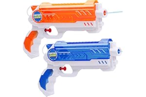 Quanquer - Pistola de agua infantil, 280 ml, 2 unidades, alcance de 9 m, para exterior, jardín, playa, verano, fiestas, piscina y juegos, juguete para niños y niñas
