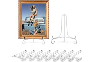 WATEFOER Supporto da esposizione in 8 pezzi, supporto per piatti in ferro pieghevole, supporto per quadri da esporre, cavalletto in metallo per piatti decorativi, cornici, libri, opere artistiche