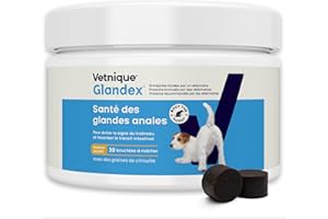 VETNIQUE Glandex pour Chien - 30 bouchées à mâcher Santé des Glandes anales - Produit formulé par des vét pour favoriser la vidange des Glandes anales - Riche en oméga-3, graines de Citrouille et Fibres
