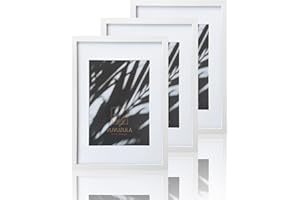 VUVUZULA A3 Frame White Photo Frame A3 Picture Frames A3 White Frame with Mount for A4 Print Set of 3 with Perspex Glass