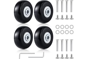 BOMOYA Juego de 4 Ruedas de Repuesto para Equipaje, Goma de Repuesto, para reparación de Ruedas, Ruedas giratorias, Juego de rodamientos de Bolas, Color Negro, Negro, 45 mm, Rueda de Repuesto de Equipaje