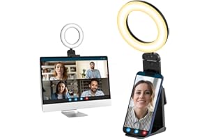 Evershop Ring Light Laptop Desk Video Calls Lamp, 5" Light Ring Stand Led Lights for Webcam Computer Monitor Phone, Selfie Flash 360° Rotatable RingLight for Video Conference/Zoom/Streaming/Youtube