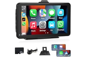 OILIEHU Autoradio avec Apple CarPlay Android Auto sans Fil, 7 '' Écran Tactile 1080P Autoradio avec Lien Miroir Airplay sans Fil, avec Transmetteur FM/Bluetooth/AUX-in/Carte TF 64G, pour Voiture 7-32V