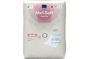 ABENA Abri-Soft Superdry Disposable Incontinence Bed Pads, Eco-Friendly Incontinence Underpads, Leak Protection, Soft & Secure Bed Protectors For Incontinence - 60x60cm, 1000ml, 60PK