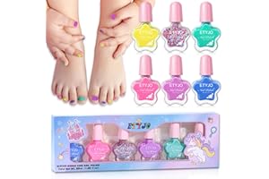 ETYJO Vernis Enfant - 6 Couleurs Peel-Off Vernis Enfant à l'eau, Séchage Rapide Vernis Enfant Fille Non Toxique, kit de Cadeaux Pour Enfants Adolescente Filles