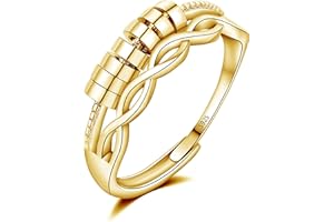 Josfeva Bague anti-anxiété en argent sterling 925 pour homme et femme, bague réglable en plaqué or blanc/or rose/or plaqué or