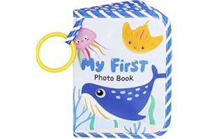 Aolso Baby Photo Album, Baby Memory Soft Cloth Book, Family First Year Memory Book, My First Photo Album for Family Newborns Shower Party Favors-Marine Animals