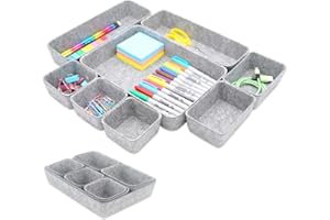 Lohofrnny Filcowy organizer do szuflad, 7-częściowy organizer do szuflad, do biura, do salonu, pojemnik do systemu porządkowania (jasnoszary, 8 sztuk)