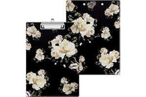 SITHON Portapapeles con Pinza, A4 Porta Papeles Clipboard de Madera para Enfermeras Estudiantes Profesores, A4 Carpetas y Tablero para Escuela Hogar Oficina Mujeres Hombres Niños (White Rose)