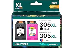 Heroil 305 Nero e Colore 305XL Cartucce d'inchiostro Sostituzione per HP 305 XL Nero e Colore per HP DeskJet 2720E 2720 2700 DeskJet Plus 4100 4120 4130 Envy 6010 6020 6030 Envy Pro 6420 6430 (2-Pack)