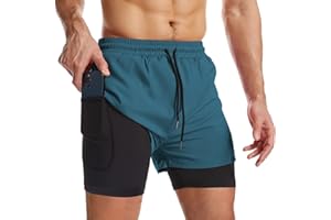 Danfiki Pantalones Cortos de Running para Hombre con Bolsillo para teléfono Entrenamiento Ligeros de Secado rápido