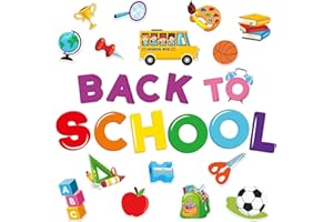 BeYumi 69Pcs Back to School Cutouts Bulletin Board Decoration Set DIY Cardstock Paper Cutout Classroom Wall Decor Teacher Supplies Go to School Spring Theme Party Elementary Preschool Kindergarten