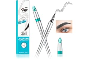 EHIOG Ołówek do tatuażu brwi, ołówek do brwi mikroblading, ołówek brwi 4 końcówki, długi czas wodoodporny płynny długopis do brwi, odporny na plamy, zdefiniowane brwi (04#Black Classic)
