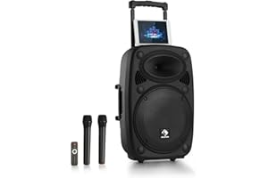 auna Streetstar - Mobile PA-Anlage Musikanlage, Bluetooth, USB-Port, SD, MP3, AUX-In, Akku, LED-Display, (15" (38,1 cm) Subwoofer max. 1000 W) schwarz