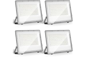 Yakimz 100W faretto LED per esterni, 4 pezzi, IP65 impermeabile, 9900lm, faretti LED da esterno 6000 K, bianco freddo Faro LED, illuminazione per esterno per terrazze, campo sportivo (senza spina)