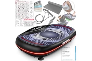 Sportstech 4D Premium Vibrationsplatte | Deutsche Qualitätsmarke | Smart LED I 3 leise Motoren I Workout Sitz & Liegestützgriffe | Touch Display + Bluetooth I Fitness & Yoga für Zuhause|VP500