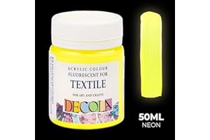 Decola | Colori per Tessuti permanenti |Giallo Fluo| Colori Tessuti permanenti | Pittura Fluorescente | Facile da Usare | Colori per Tessuti permanenti Professionali | da Neva Palette