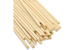 SWoob 30pcs Dowel Rod Wooden Sticks for Craft 300 x 6 mm Wooden Stick for Crafting Used for DIY Art Works Woodcraft Model Making