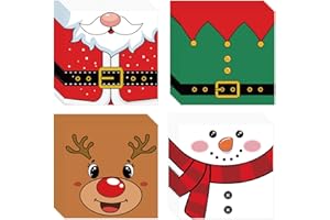 DHAIQC 50 Pcs Christmas Napkins, Santa Claus Snowman Elk Paper Napkins Disposable Party Serviettes Holiday Cocktail Napkins for Dinner Winter Party Decorations (Christmas)