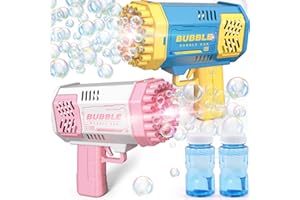 Beria Toys for 3-8 Year Old Kids Boys: 2 Pack Rocket Bubble Gun Bubble Machine Gifts for Age 3 4 5 6 7 8 Years Old Kids Birthday Presents Toy for Toddlers Outdoor Garden Party Games Bubble Maker