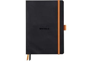 RHODIA 117571C - Carnet Souple Bullet Journal Goalbook Noir - A5 14,8 x 21 cm - Pointillés Dot - 240 pages - Papier Clairefontaine Blanc 90 g/m² - 2 Rubans, Fermeture Élastique - Simili Cuir