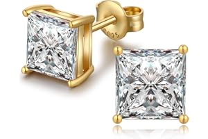 jiamiaoi 18K Weißgold Plattiert Brillant Diamant Ohrringe Silber 925 Runde/Quadrat AAAAA Zirkonia Ohrstecker 925 Sterling Silber Ohrringe Schwarz Ohrringe Stecker für Damen Herren