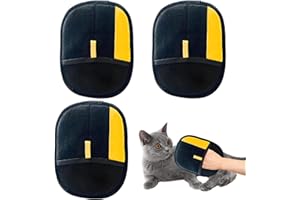 JAZRVR 3 Stück Fellmagnet Handschuhe Tierhaarentfernung, Katzenhaarentferner Handschuhe, Wiederverwendbare Fellpflegehandschuhe für Hunde und Katzen, Effektive Haarentfernung für Möbel und Kleidung