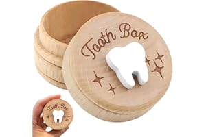 FDKJOK Tooth Fairy Box Wooden Tooth Fairy Keepsake Box 3D Carved Box Souvenir Tooth Box Dropped Tooth Storage Box Cute Lost Tooth Holder to Keep The Childhood Memory for Kids(Brown)