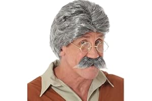 W WIDMANN MILANO PARTY FASHION Widmann 02369 Peluca Geppetto con Barba Gris Pelo Sintético Pelo Corto Abuelo