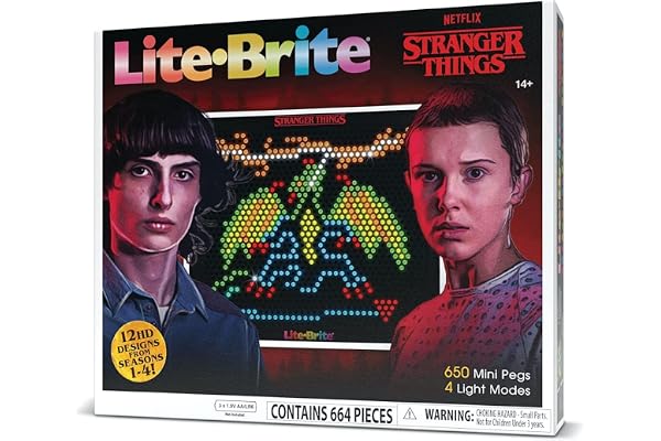 Lite Brite Stranger Things Special Edition, Best of 4 Seasons - Featuring Icons & Themes from The Popular Netflix Series - Includes 12 HD Stranger Things Templates and 650 Colorful Micro Pegs