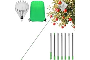 Vegamall 2.8 m Apple Picker Cherry Picker Fruit Picker with Telescopic Handle with Lightweight Stainless Steel Telescopic Stake and Cotton Bag Fruit Grabber Easy to Assemble