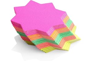M P (Pack of 120) Fluorescent Flash Cards Star Shape Tags 2.5 inch Shop Retail Price Signs Burst Paper Blank Neon Notices, Store, Party Favors