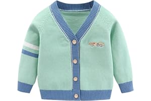 Fnaobai Toddler Baby Boys Cardigan Little Boys V-Neck Cotton Sweater Kids Long Sleeve Jacket Knit Button Up for Fall Winter