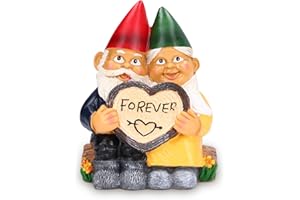 ZESTEFY Gartenzwergpaar Statuen Figur aus Kunstharz – wasserdichte Outdoor- für Garten, Terrasse, Balkon – Lustiges Paar mit romantischem Design